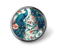 Beautiful Peacock Flowers Button Pin Classic Metal Brooch Pin Personalized Round Photo Button Badges Funny Cute Pinback Badge Trendy Cool Lapel Pins Badge for Backpacks Bags Hats Jeans