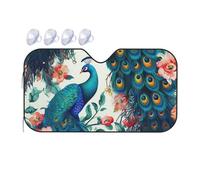 Beautiful Peacock Flowers Car Windshield Sun Shade Foldable Car Sun Shade Front Windshield Sunshade Windshield Cover Reflective Sun Visor Keep Your Vehicle Cool for Most Sedans SUV Truck