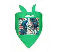Beautiful Peacock Flowers Dog Bandana, Classic Plaid Dog Bandanas for Small Medium Large Dogs, Adjustable Washable Cotton Pet Scarf, Reversible Triangle Bibs for Puppy Dogs Cats Birthday Party Daily W