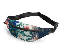 Beautiful Peacock Flowers Fanny Packs with Zipper, Personalized Waist Bags with Multiple Pockets, Adjustable Sling Bag for Travel, Waterproof Belt Bag, Crossbody Bags for Unisex
