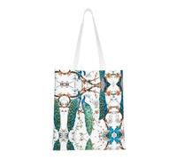 Beautiful Peacock Flowers Fashion Canvas Tote Bag With All Over Print Design, Large Reusable Shopper Tote With Double Handles,Beach Tote, Weekend Bag