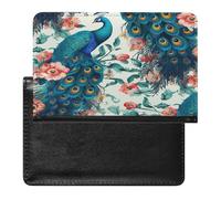 Beautiful Peacock Flowers Passport Holder for Travel Document Holders PU Leather Credit Card Holder Minimalist Front Pocket Wallet Fashion Passport Wallet Cover Case Slim Bifold