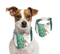 Beautiful Peacock Flowers Print,Dog Bandanas Cotton Pet Scarf Adjustable Bibs for Pet,S