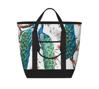 Beautiful Peacock Flowers Print,Lunch Bags Large Capacity Insulated Tote Bag For Women Men Work Picnic Travel