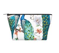 Beautiful Peacock Flowers Print, Toiletry Pouch Makeup Bag Cosmetic Bag Portable Travel Toiletry Bag