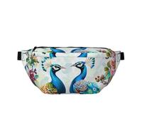 Beautiful Peacock Flowers Printed Fanny Pack Waist Bag for Men Women, Adjustable Bumbags Hip Bum Bag Travel Crossbody Bags Sports Running Hiking Belt Bag
