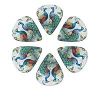 Beautiful Peacock Flowers Printed Guitar Picks -6 Pcs Guitar Picks Plectrum,Guitar Accessories,Electric Guitar Pick, Bass & Ukulele 0.71mm