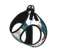 Beautiful Peacock Flowers Printing Dog Summer Harness With Leash Set,Adjustable And Reflective Step-In Puppy Pet Vest Harnesses