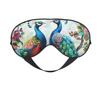Beautiful Peacock Flowers Printing Sleep Mask for Women Men Double-Sided Print Soft Silk Eye Masks Eye Sleep Shade Cover