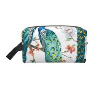 Beautiful Peacock Flowers PrintLarge Capacity Cosmetic Organizer,Travel Makeup Bag for Women