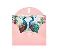 Beautiful Peacock Flowers Prints Pearl Paper Horizontal Festival Greeting Card for Birthday Cards and All Occasions, Pink