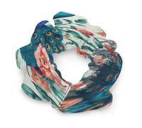 Beautiful Peacock Flowers Satin Scrunchies Elastic Hair Bands Exquisite Soft Jumbo Scrunchy Thick Fashion Hair Ties Cute Satin Hair Scrunchies for Women Hair Accessories Gift