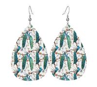 Beautiful Peacock Flowers Trendy Leather Teardrop Earring Lightweight Bohemian Earrings Set Jewelry Gift For Women Girl