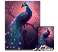 Beautiful Peacock Glow Puzzles for 1000Piece Wooden Jigsaw Puzzles for Adults Perfect for Teenagers Family Bonding Brain TeaserDIY Home Decor Gift 1000 PCS(75x50cm)