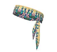 Beautiful Peacock Head Ties Headband Sports Sweatband for Men Women Adjustable Headband Karate Tie Back for Basketball Running Tennis