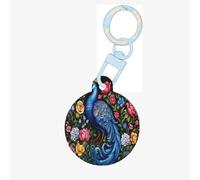 Beautiful Peacock in The Flowers Dog Tags for Pets,Round Acrylic Pet ID Tags,Perfect for Small to Large Dogs and Cats,Cute & Functional