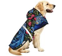 Beautiful Peacock In The Flowers Waterproof Dog Raincoat And Rain Jacket With Hood, Reflective Strips And Adjustable Belly Strap, Fits Small To Large Dogs