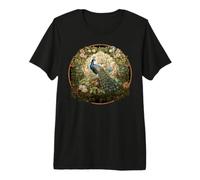 Beautiful Peacock in William Morris Style Garden Premium T-Shirt