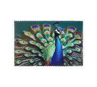 Beautiful Peacock Kitchen Dining Table Decor Place Mats Set Of 6, Washable Rectangle Heat Resistant Placemats