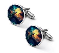 Beautiful Peacock Moon Men's Alloy Cufflinks Classic Cuff Link Fashion Shirt Accessories for Business Party Wedding 2.0cm