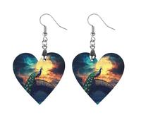Beautiful Peacock Moon Wooden Earrings Artistic Wood Pendants Vintage Earring Hooks Jewelry for Women Star
