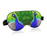Beautiful Peacock on The Green Eye Masks Cover Blocks Light Sleep Mask Shade Cover Blindfold Relaxing Eyeshade Cover with Adjustable Head Strap for Men Women Kids