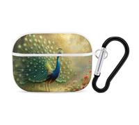 Beautiful Peacock Open Tail Feathers Personalized Wireless Bluetooth Earphone Protective Case Cover Compatible with Airpods Pro