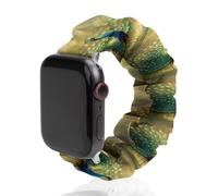 Beautiful Peacock Open Tail Feathers Soft Elastic Scrunchie Watch Strap Compatible with IWatch Series 6 5 4 3 2 1 Printed Wristbands Bands