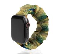 Beautiful Peacock Open Tail Feathers Soft Elastic Scrunchie Watch Strap Compatible with IWatch Series 6 5 4 3 2 1 Printed Wristbands Bands