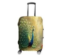 Beautiful Peacock Open Tail Feathers Travel Luggage Case Cover Washable Suitcase Protector Funny Protective Baggage Fits 19-32 Inch