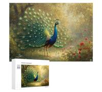 Beautiful Peacock Open Tail Feathers Wooden Puzzle Letter on Back Adults Difficult Jigsaw Puzzles for Home Decor Birthday Gift
