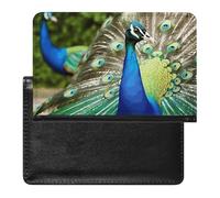 Beautiful Peacock Passport Holder Wallet Card Case Fashion Travel Passport Cover Documents Organizer ID Protector Holder Unisex-adult