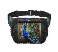 Beautiful peacock picture print Fashion Waist Packs Crossbody Belt Bag Fanny Pack for Women Crossbody for Traveling Running, Black, One Size