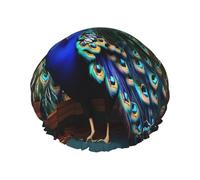 Beautiful Peacock Picture Print Large Size Waterproof Shower Cap For Women And Men Reusable Lightweight Soft Hat