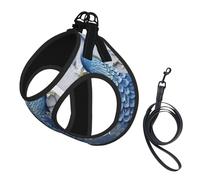 beautiful peacock print Dog Harness and Leash Set, Reflective Adjustable Puppy Vest for Small Medium Large Dogs, Cats