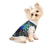 Beautiful Peacock Print Dog Lightweight Shirt,Summer Cool Breathable Dog T-Shirts,Pet Sleeveless Stretchy Clothes