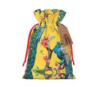 Beautiful Peacock Print Drawstring Gift Bags,For Holiday Season,Birthdays,Anniversaries And Any Special Occasion