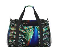 Beautiful peacock Print Foldable Carry On Tote Large Capacity Hand Carry Bag for Airplane Weekend Getaways
