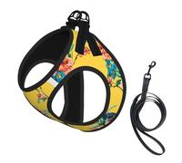 Beautiful Peacock Print Harness Leash Set For Cat Dog, Reflective Adjustable Escape-Proof Vest Lead With Soft Breathable Mesh, For Small Pets And Kitten Puppy