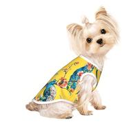 Beautiful Peacock Print Lightweight Dog Vest, Cat Sleeveless Shirt, Breathable Mesh Design for Summer Walking and Play