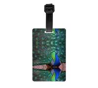 Beautiful Peacock Print Luggage Tags with Full Back Privacy Cover - Bright Suitcase Identifier for Travel, Cruise & More