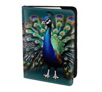 Beautiful peacock Print Passport Holder for Travel,Wallet Case RFID Blocking Leather Card Slot Protector