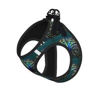 Beautiful Peacock Print Reflective Pet Leash Vest For Small Dogs & Cats, Adjustable Outdoor Walking Hiking Vest