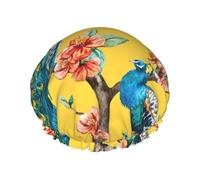 Beautiful Peacock Print Shower Cap Reusable Bath Cap Double Layer Bath Hair Caps, Keeps Hair Dry, Fits All Head