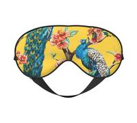 Beautiful Peacock Print Silk Sleep Mask with Adjustable Buckle Stylish Eye Mask for Women Travel Nap Shift Work Office
