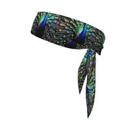 Beautiful Peacock Print Sports Head Tie, Hair Band For Workout, Running, Yoga, One Size Fits Most
