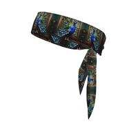 Beautiful Peacock Print Sports Headband Multifunctional Sweat-Absorbing Headband for Tennis Basketball Karate