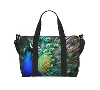 Beautiful Peacock Print Travel Duffel Bag, Lightweight Water-Resistant Weekender Spacious Gym & Travel Bag for Men, Women & Teens