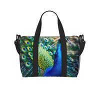 Beautiful Peacock Print Travel Duffel Bag, Lightweight Water-Resistant Weekender Spacious Gym & Travel Bag for Men, Women & Teens