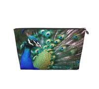 Beautiful Peacock Print Travel Makeup Bag Cosmetic Toiletry Bag Wash Bag Multifunctional Storage with Zipper for Women Girls Silver